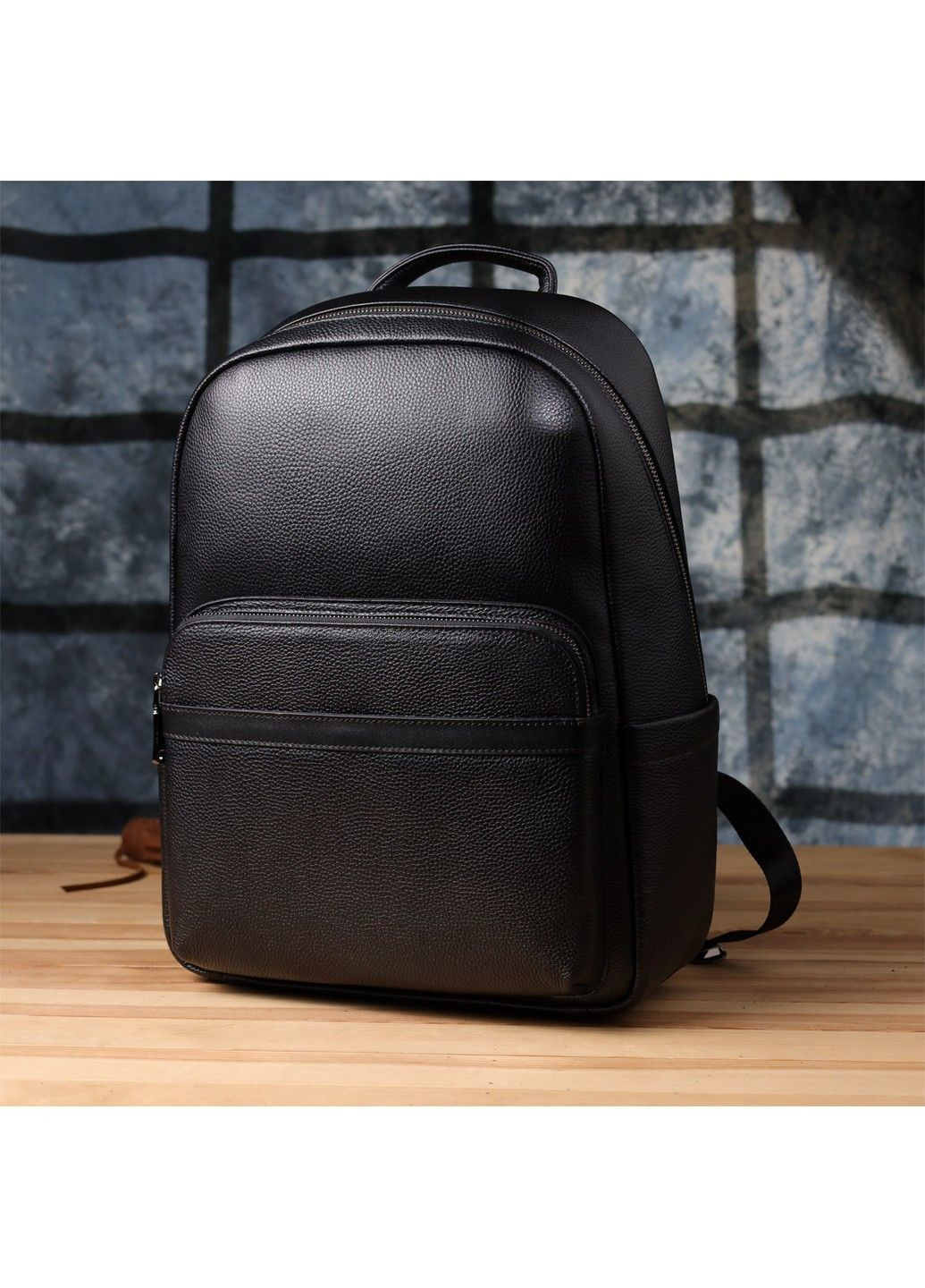 Місткий рюкзак для чоловіків з натуральної шкіри 23045 Чорний Vintage (356452066)