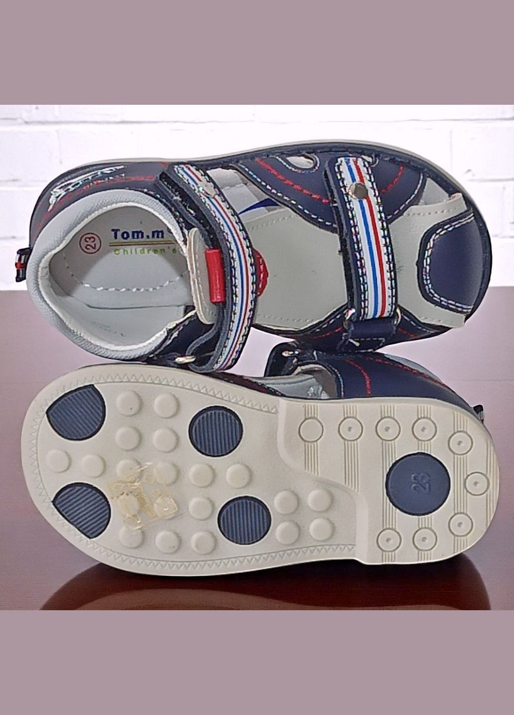 Синие спортивные, повседневные закрытые босоножки ортопедические сандалии на липучках для мальчика Tom.M на липучке