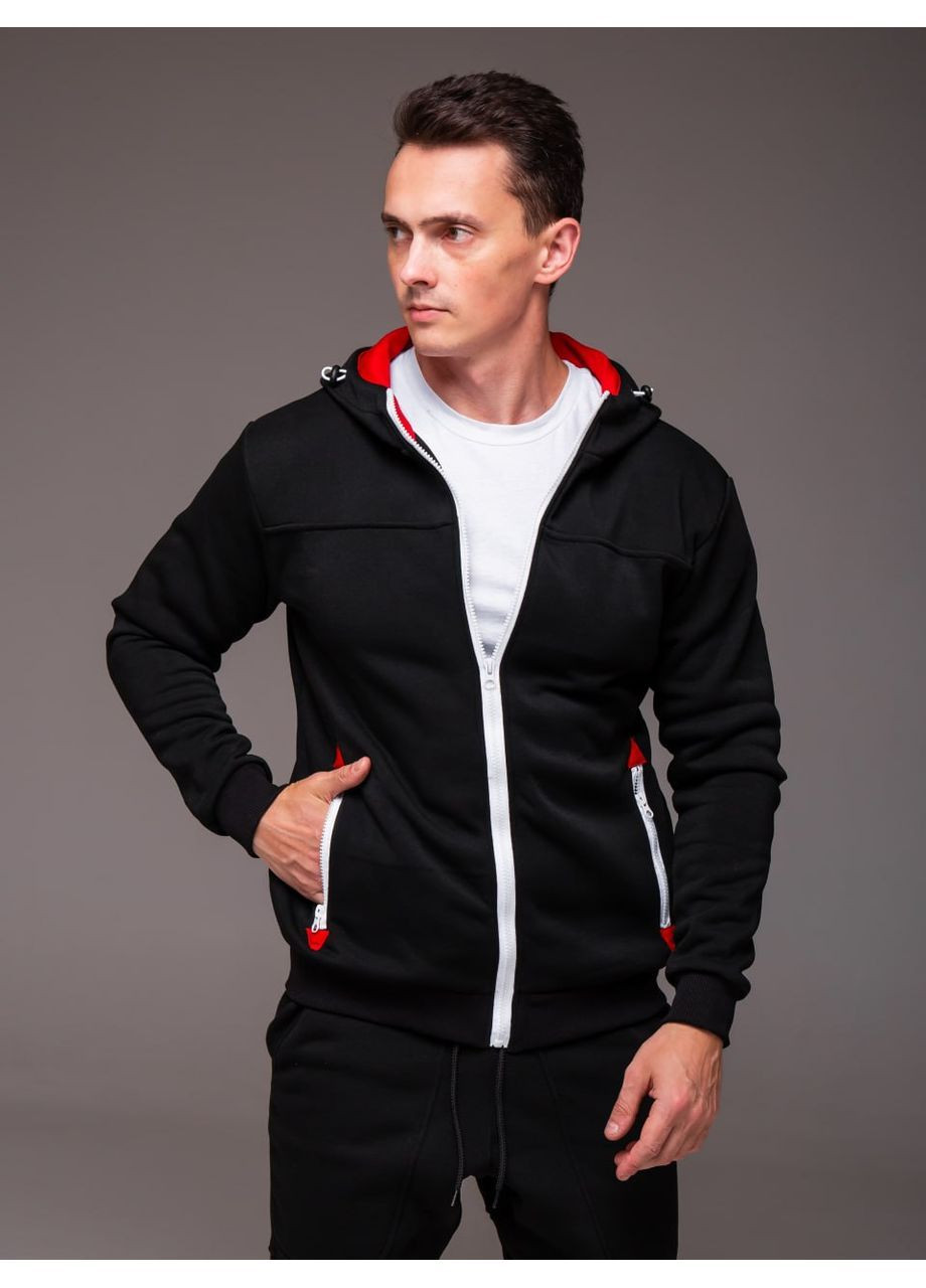 Мужская кофта на флисе с красными вставками No Brand (364859722)