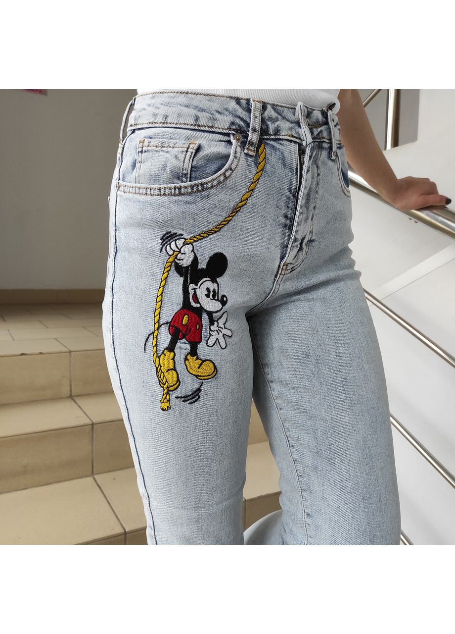 Джинси МОМ стрейч Миккі Маус 25 світло-блакитні Bella - (363053964)