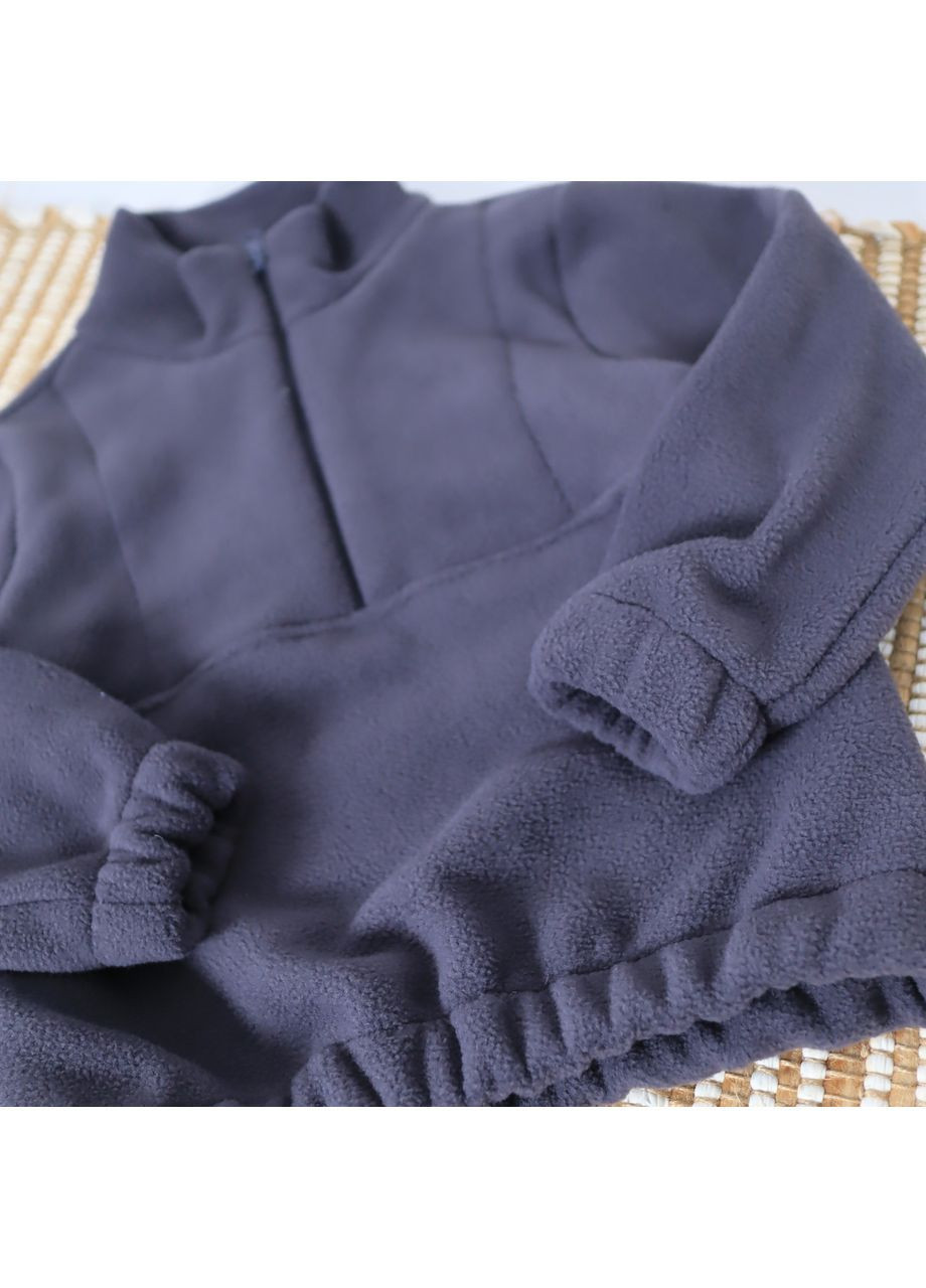 Темно-серый зимний детский теплый флисовый термо костюм (толстовка + штаны) темно-синий брючный No Brand