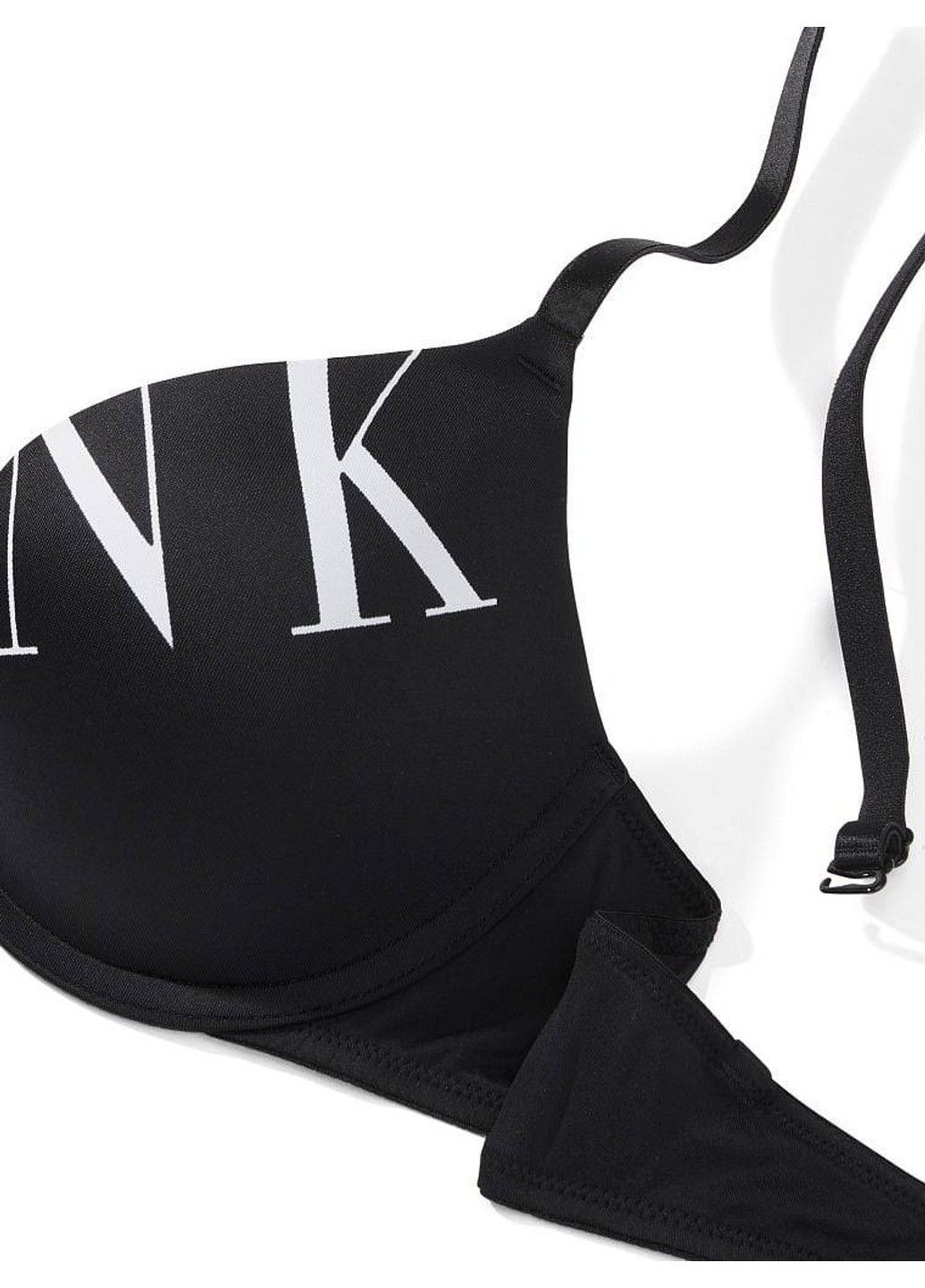 Чёрный бюстгальтер & pink push-up bra black pink logo Victoria's Secret