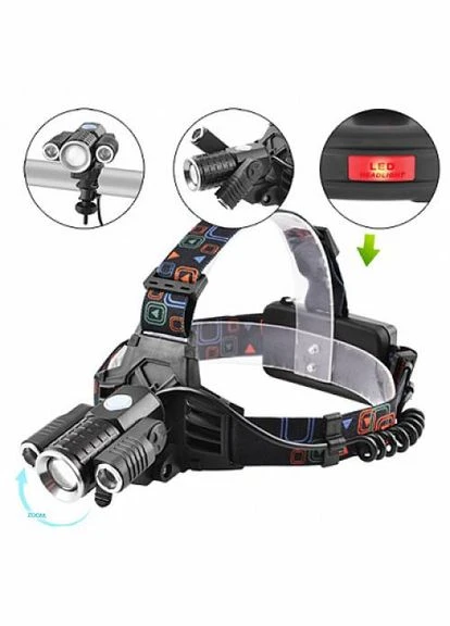 Фонарь налобный Police W602-T6+2XPE 2x18650, zoom, ЗУ 220V/12V, Box No Brand (388243409)