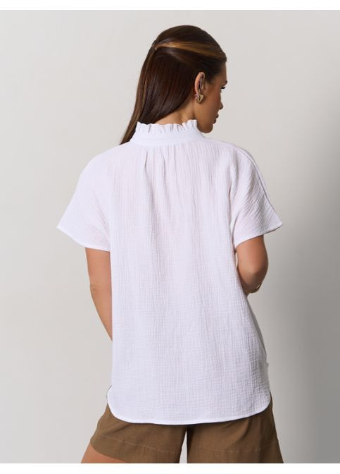 Белая свободная муслиновая блуза No Brand