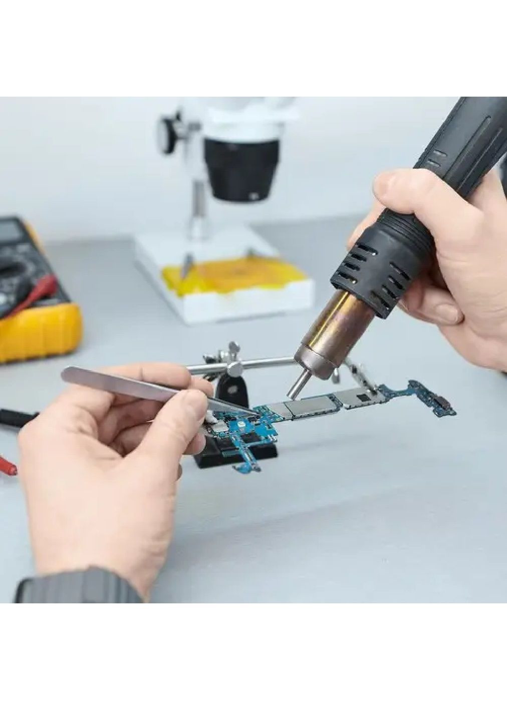 Паяльная станция паяльник с горячим воздухом регулировкой температуры потока воздуха 3 насадки 9,5х15,5х13 см (476711-Prob) Unbranded (289199358)