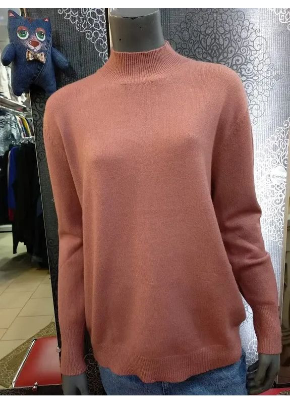 Теракотовий демісезонний светр жіночий тонкий базовий стійка великий розмір 52-54 цегляний No Brand