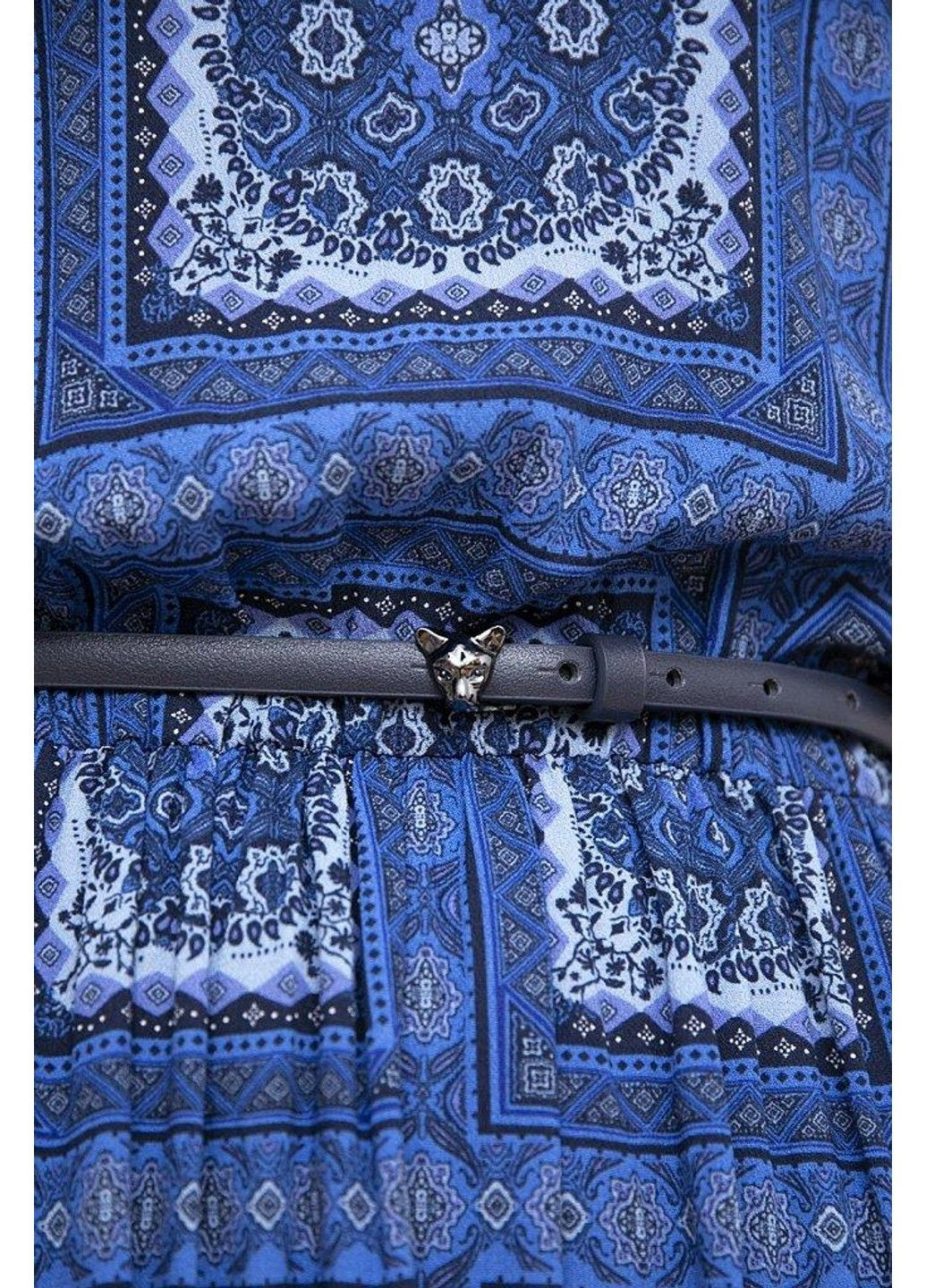 Синя кежуал сукня s20-12007-101 а-силует Finn Flare з абстрактним візерунком