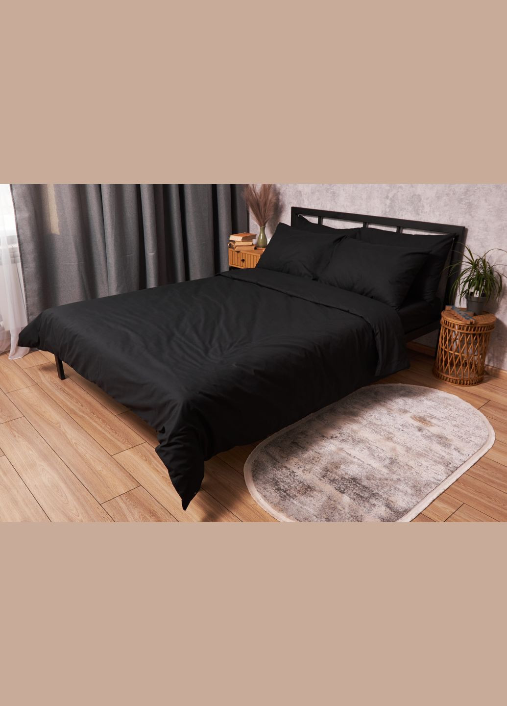 Комплект постільної білизни Бязь Gold Люкс двоспальний 175х210 наволочки 2х50х70 (MS-820002981) Moon&Star Black (288044175)