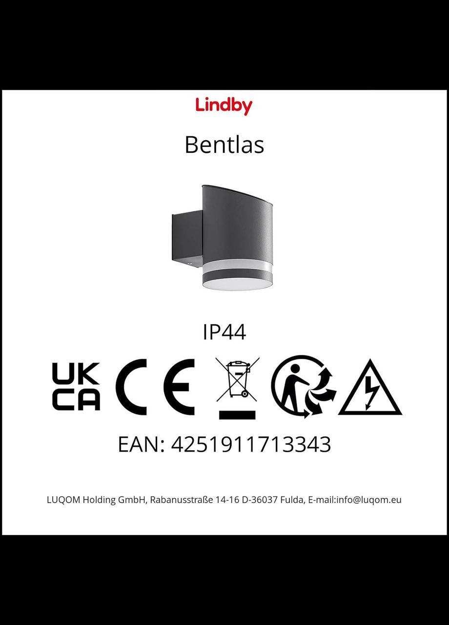 Сонячна настінна лампа з нержавіючої сталі, 1 джерело світла, від Lindby (темно ) No Brand (317461085)