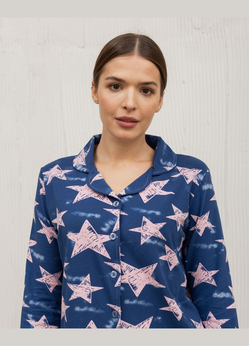 Темно-синя жіноча темно-синя піжама на ґудзиках Nicoletta