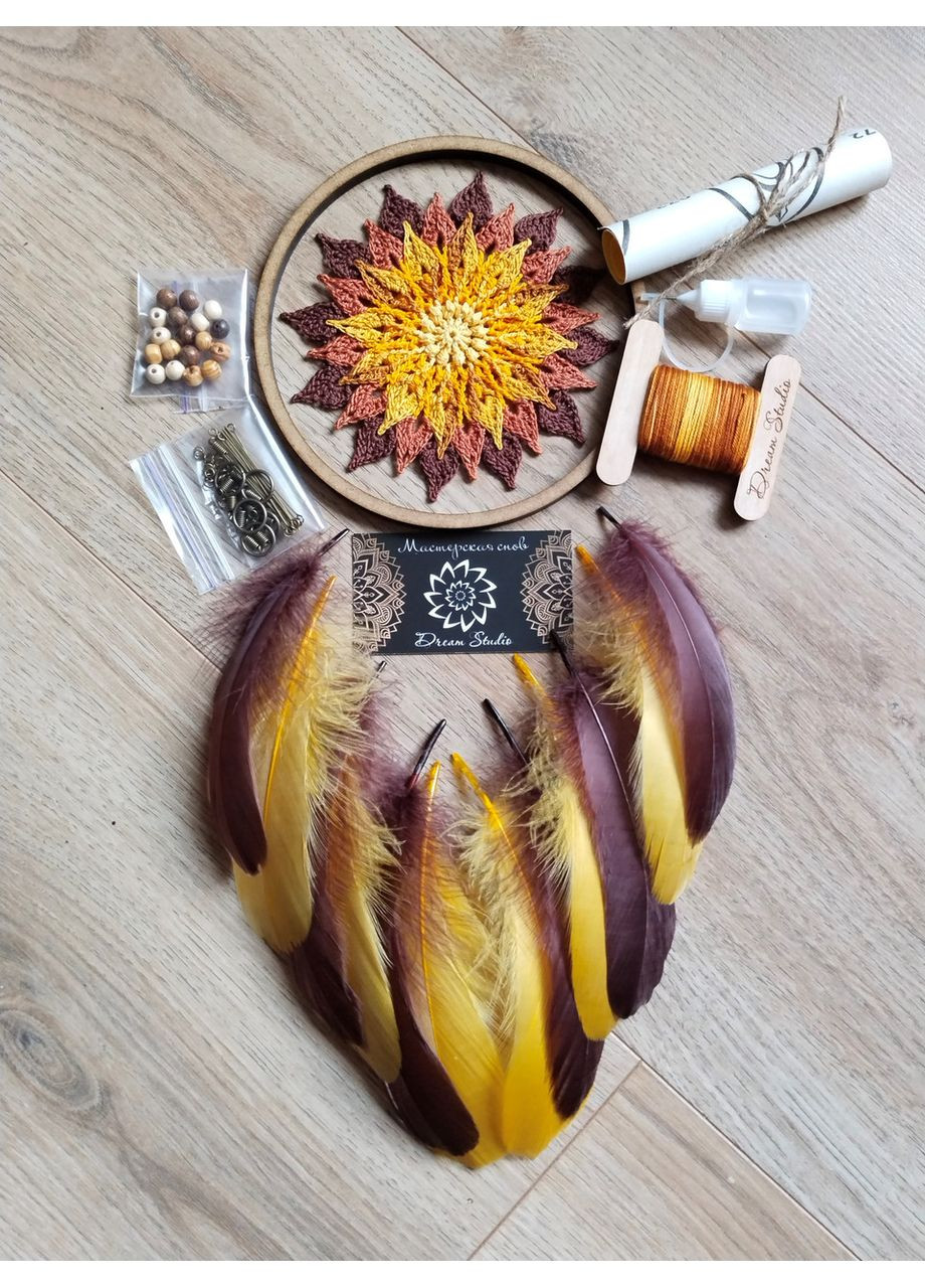 Авторський еко-набір "Ловець снів "Золота осінь" з покроковою інструкцією Dream Studio (363057487)