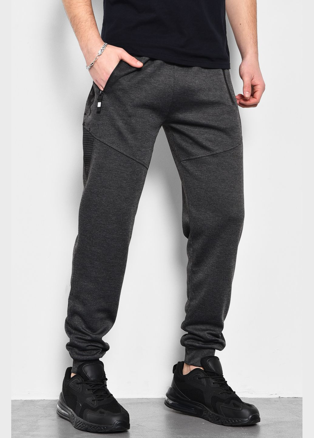 Спортивні штани чоловічі темно-сірого кольору Let's Shop (278761334)