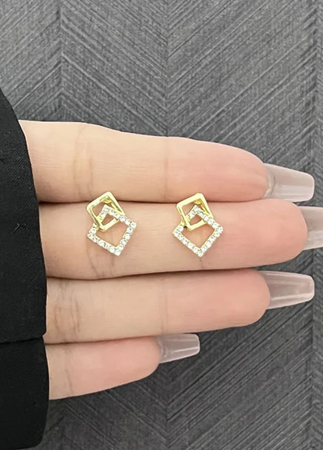 Сережки гвоздики жіночі подвійні квадрати Fashion Jewelry (369327946)