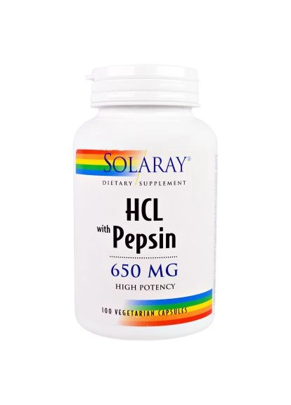 Пробиотики Бетаин HCL и Пепсин, HCL with Pepsin, 650 мг, 100 вегетарианских капсул (SOR-04814) Solaray Бетаин HCL и Пеппсин, HCL with Pepsin, 650 мг, 10 (401742496)