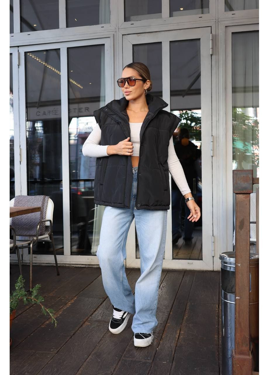 Жіночий утеплений жилет чорний No Brand (362574123)