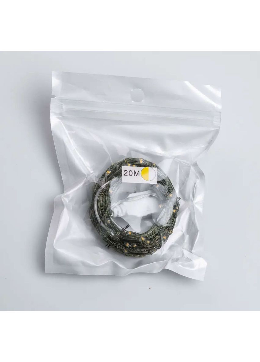 Гірлянда роса 20 метрів USB на 200 led світлодіодів крапля на зеленому дроті жовта USB200L20MGY (A-033154) Garlando (358933667)