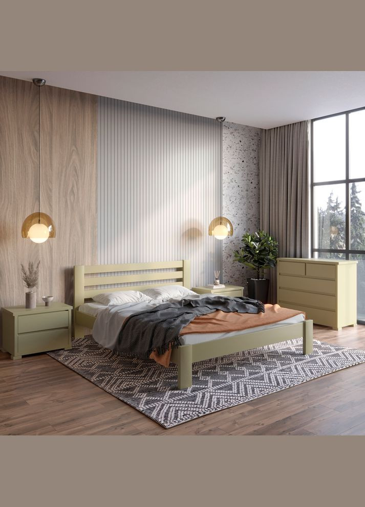 Полуторная деревянная кровать Колумбия (RAL1020) 120х200 см (MBG-3340) Mebigrand (366083421)