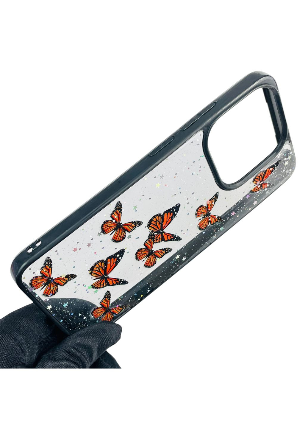 Чехол для Redmi 11A с блёстками с бабочками на сяоми редми 11а черный Xiaomi (366386187)
