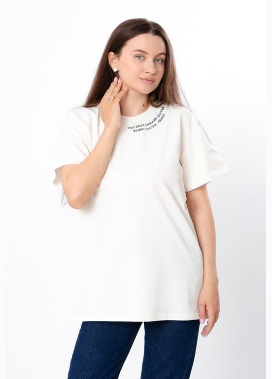 Белая летняя футболка женская (оверсайз) (p-14033) с коротким рукавом Носи своє