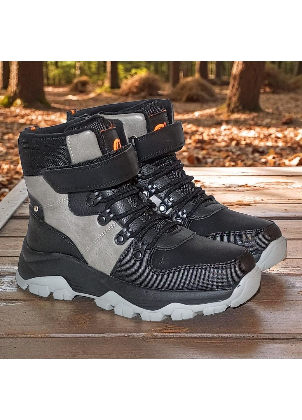 Зимові черевики на овчині для хлопчика, дутики на липучках для хлопчика, зимові хайтопи для підлітка Клібі Clibee (367020262)