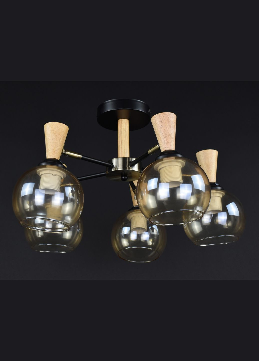 Люстра стельова на 5 лампочок 27299 Чорний 28х53х53 см. Sunnysky (364753117)