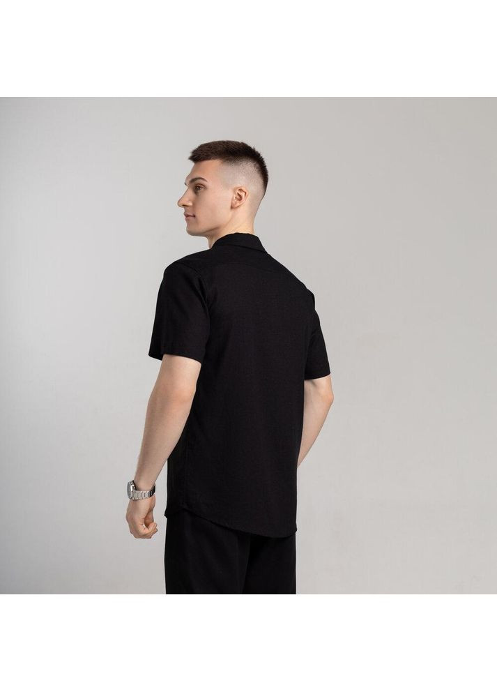 Черная повседневный, пляжный, классическая, кэжуал рубашка однотонная Vakko