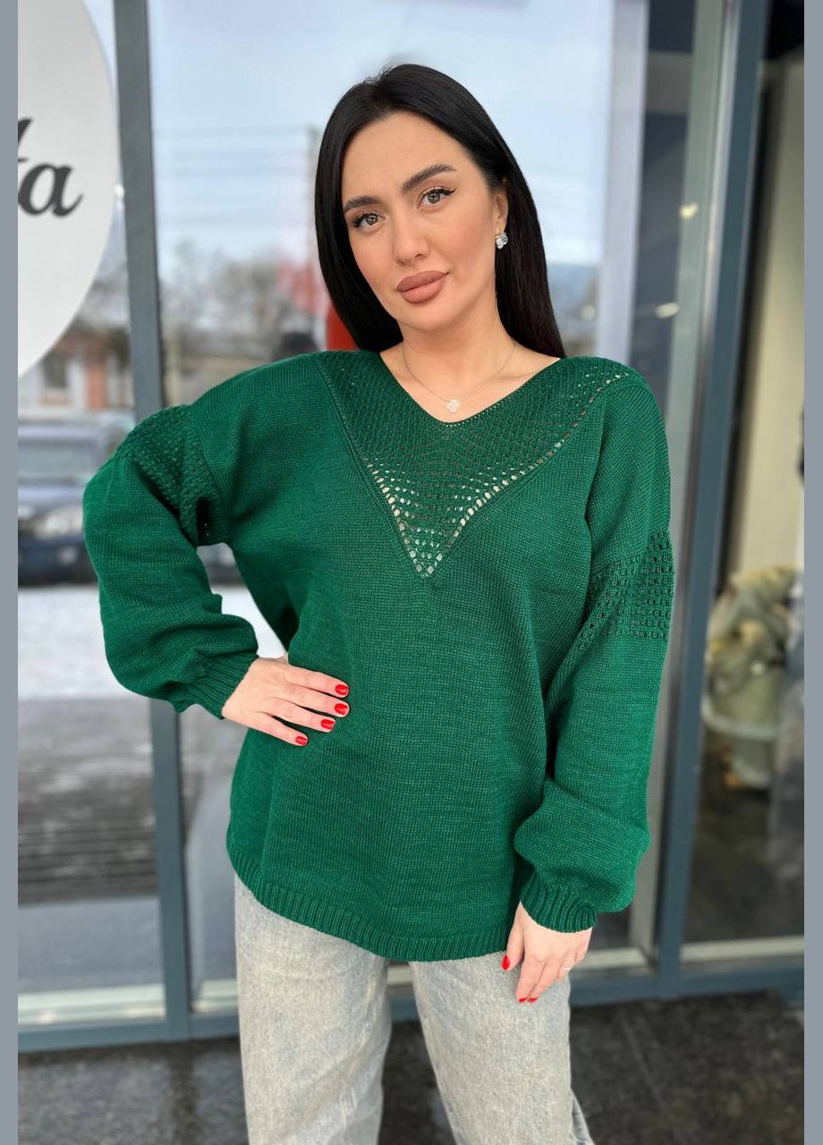 Смарагдовий жіночий светр колір смарагдовий р.48/58 454038 New Trend