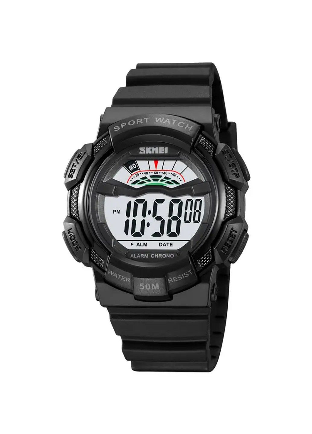 Чоловічий спортивний годинник 2153 (Чорний з білим циферблатом) Skmei (314484111)