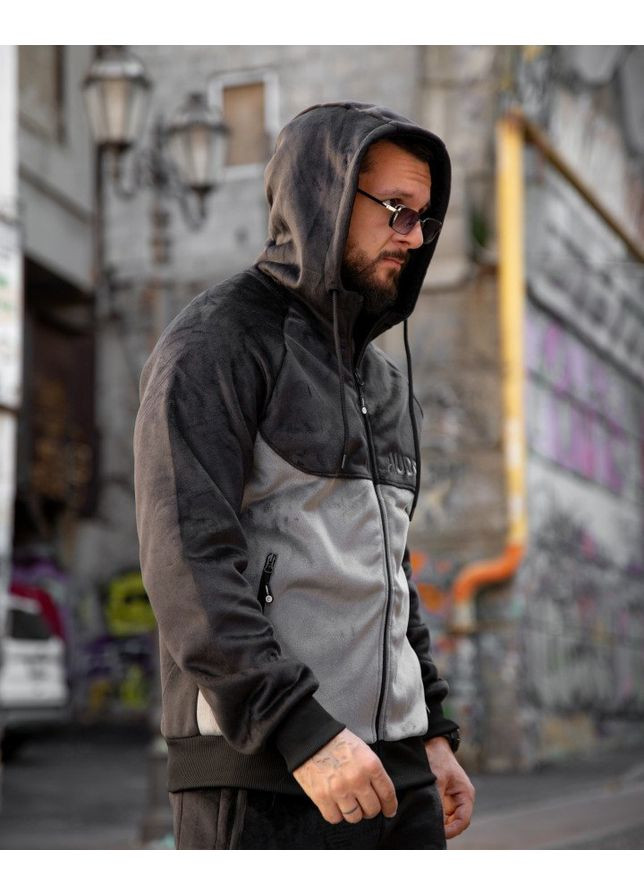 Чоловічий спортивний костюм на хутрі осінь/зима чорний No Brand (361444815)