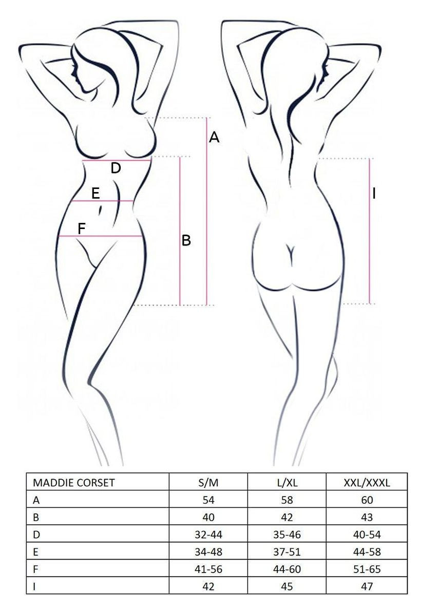 Корсет-сорочка з пажами MADDIE CORSET black XXL/XXXL -, трусики Passion (303888992)