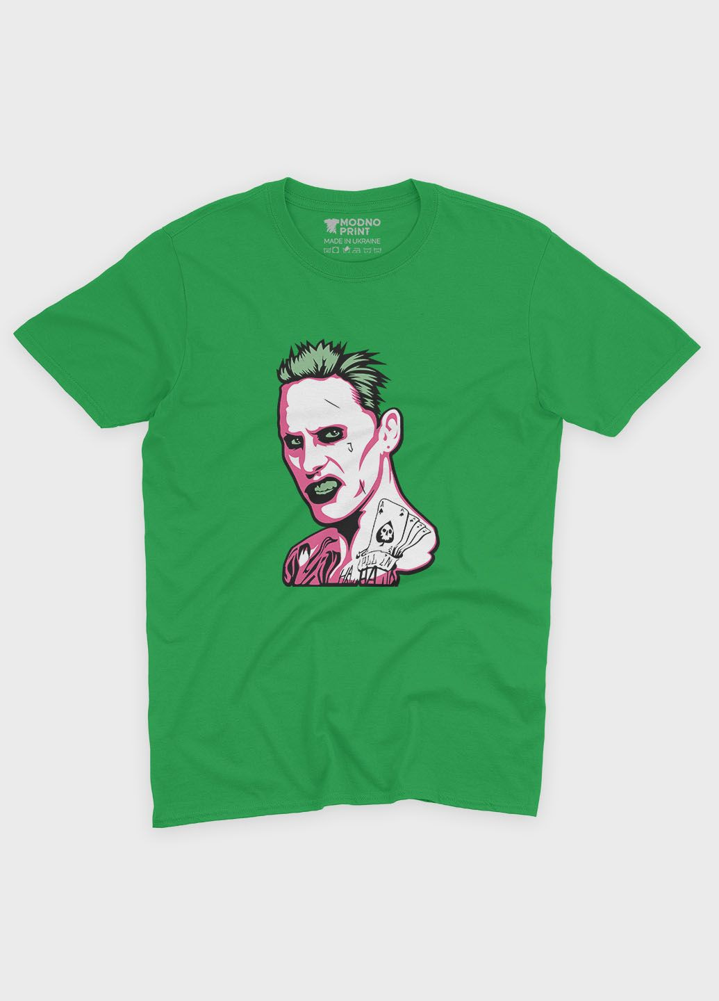 Зеленая демисезонная футболка для девочки с принтом супервора - джокер (ts001-1-keg-006-005-010-g) Modno