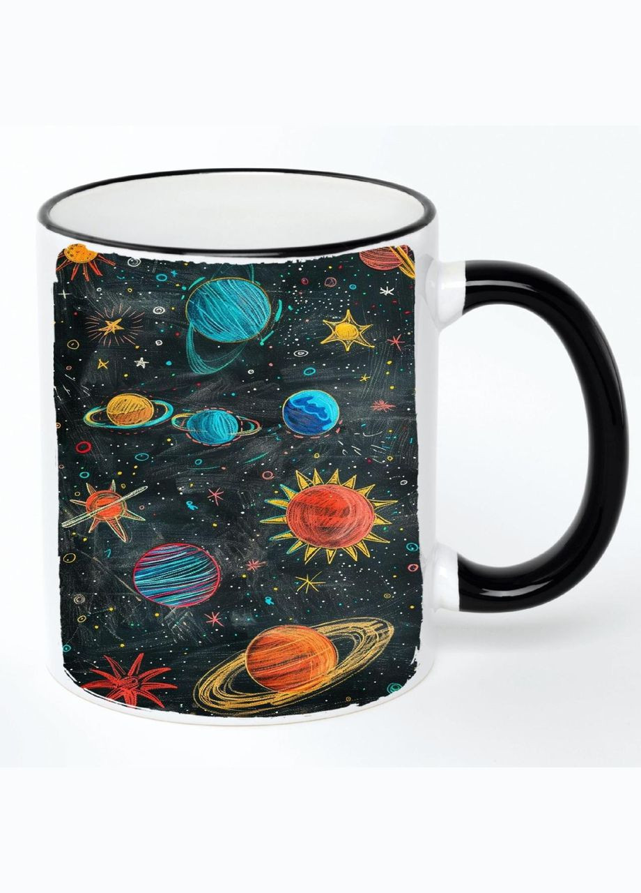 Чашка Космос (кружка, кружка) #023 Белая с черной ручкой 330 мл No Brand (322716975)