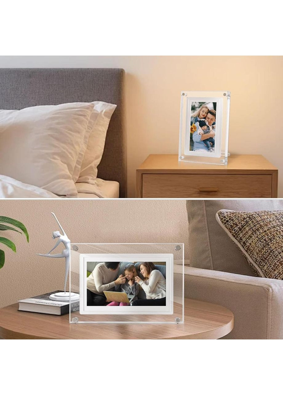 Фоторамка цифровая 4 ГБ памяти со слайдшей и видеопроигрывателем с Wi-Fi Прозрачная No Brand (366304240)
