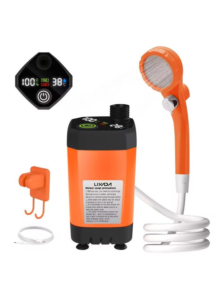 Портативний кемпінговий душ з цифровим дисплеєм YT-100w, акумулятор 6000мАг, China (354827478)