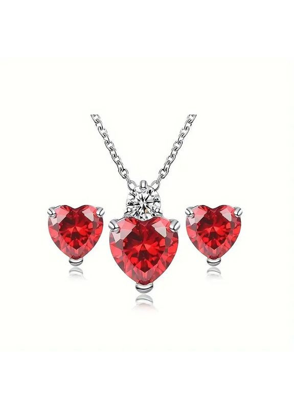 Комплект бижутерии ретро кулон и серьги радужное сердце с фианитами 8 мм 1.7 см 45+5 см AurumLux057 Fashion Jewelry (357492640)