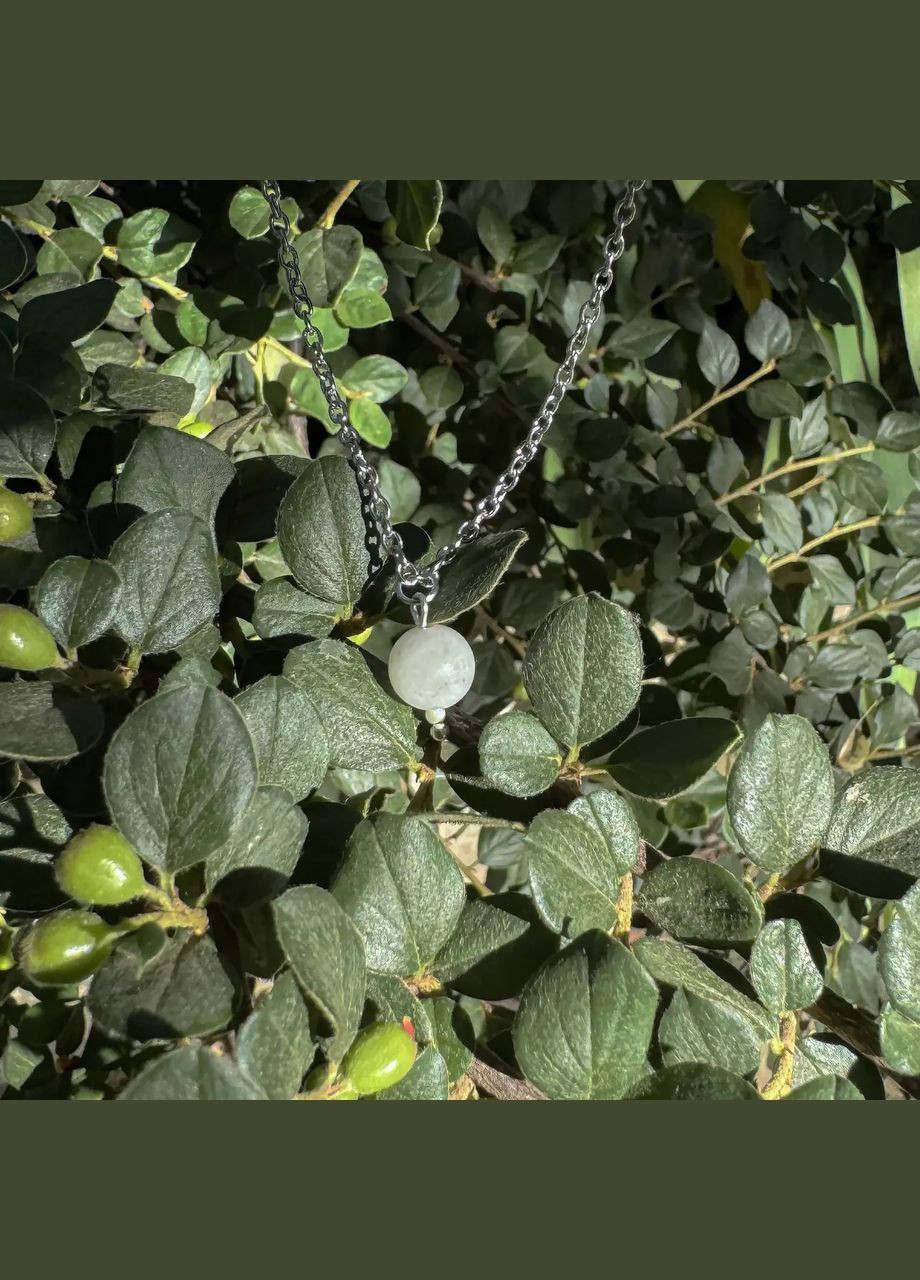 Кулон натуральний Місячний камінь Адуляр d-8мм+- на ланцюжку нержавіюча сталь L-41-46см No Brand підвіска (301910821)