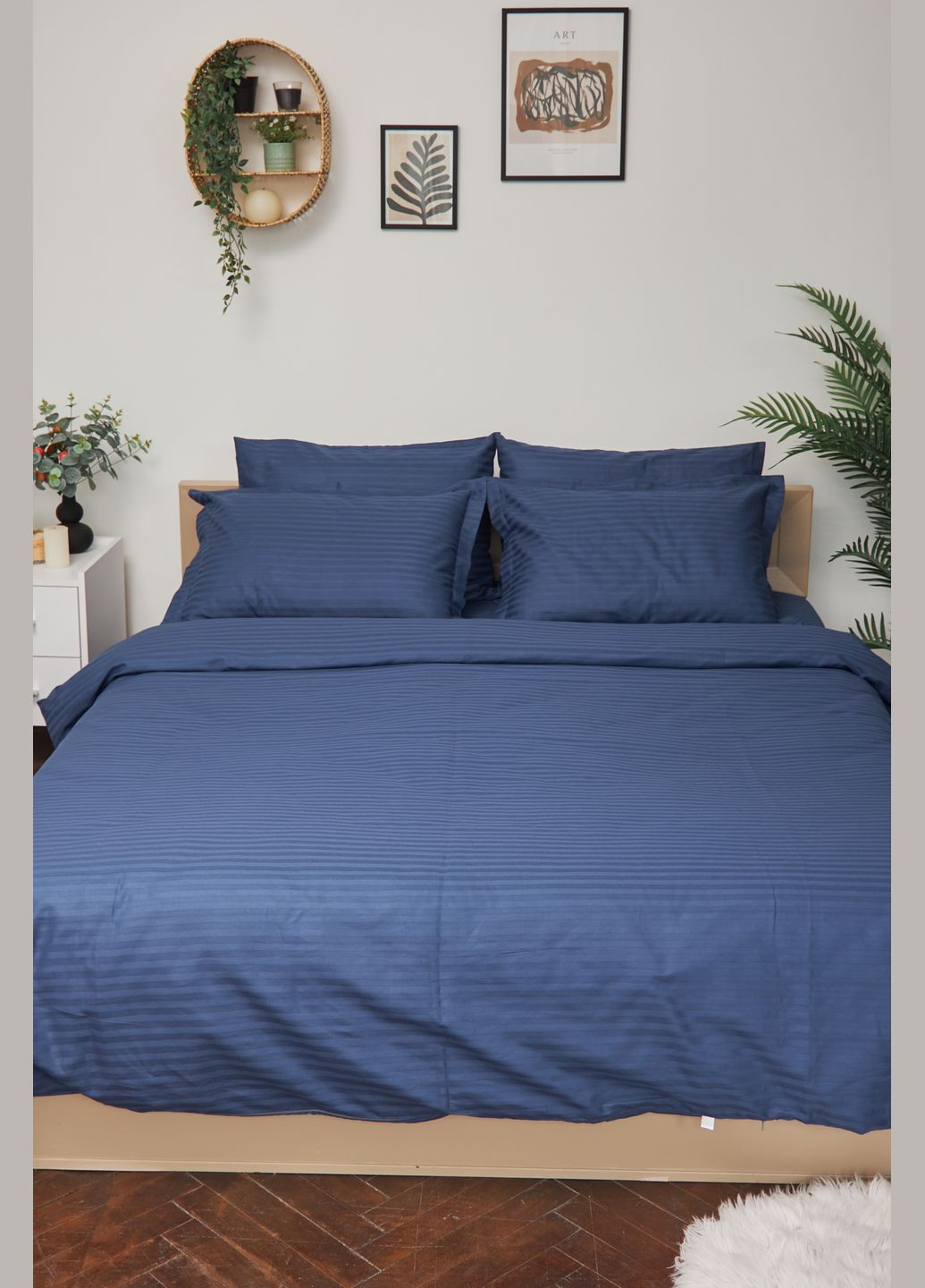 Комплект постельного белья полуторный евро 160х220 наволочки 2х70х70 Satin Stripe (MS-820000512) Moon&Star delfi blue (284416169)
