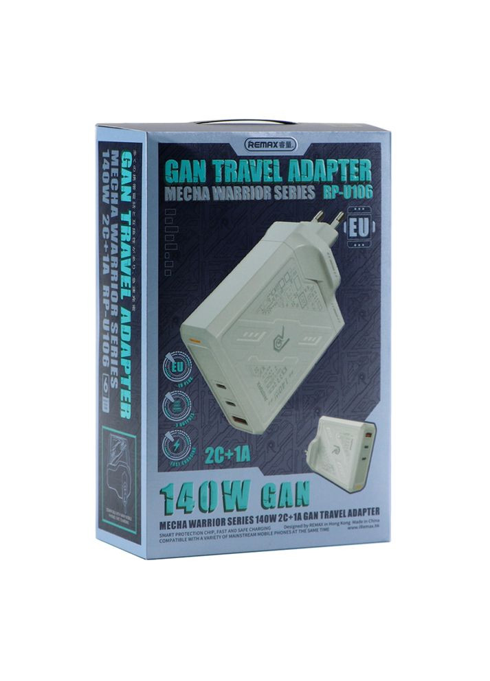 Сетевое Зарядное Устройство RP-U106 140W 2C+1A GaN Цвет Белый Remax (337994436)
