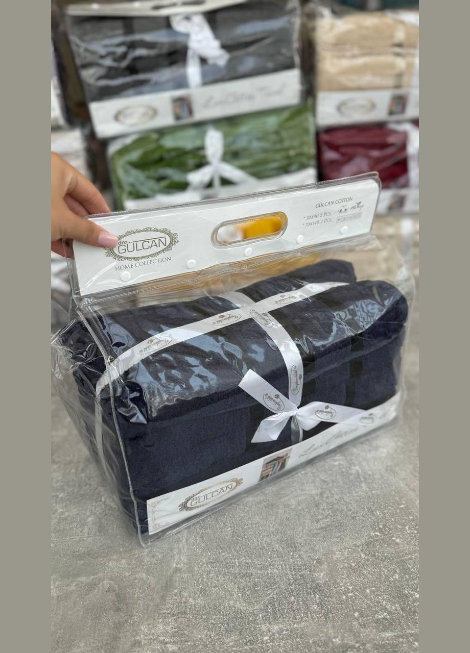 Набор полотенец махровых 4 шт 70х140 см и 90х50 см No Brand однотонный комбинированный