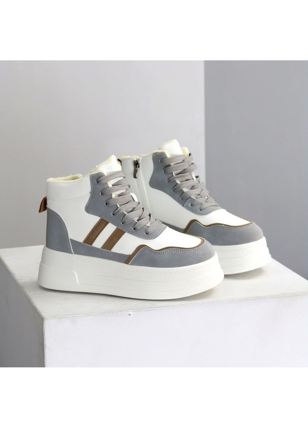 Зимние хайтопы No Brand белые зима (369363766)