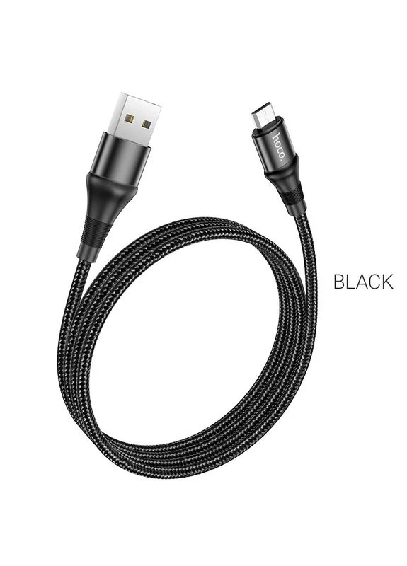 Кабель X50 USB to Micro 2.4A, 1m, нейлон, алюминиевые коннекторы, Черный Hoco (389915404)