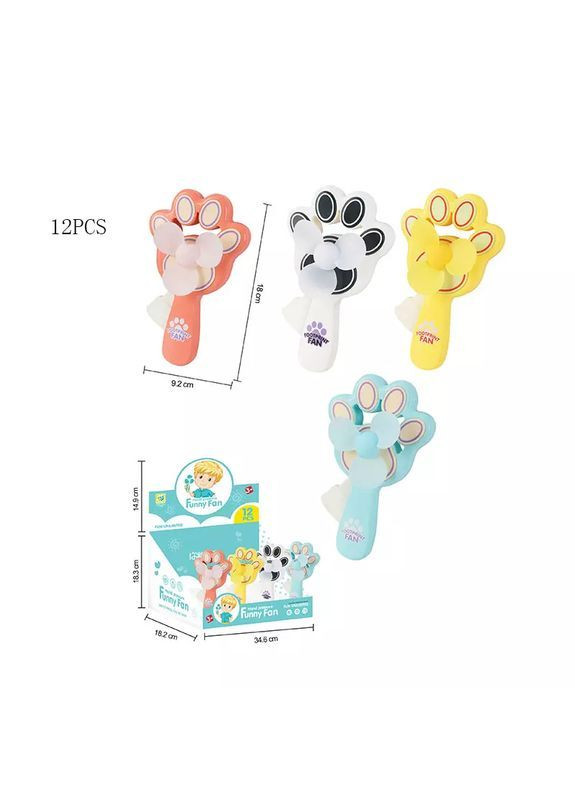 Набір з 12 ручних іграшкових вентиляторів, розмір боксу 34,6×18,2×18,3 см, в асортименті - No Brand 8693A (371928160)