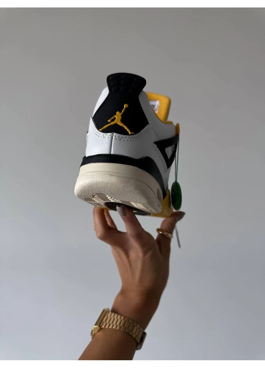 Белые демисезонные кроссовки мужские nike air jordan 4 white yellow найк аир джордан белые No Brand