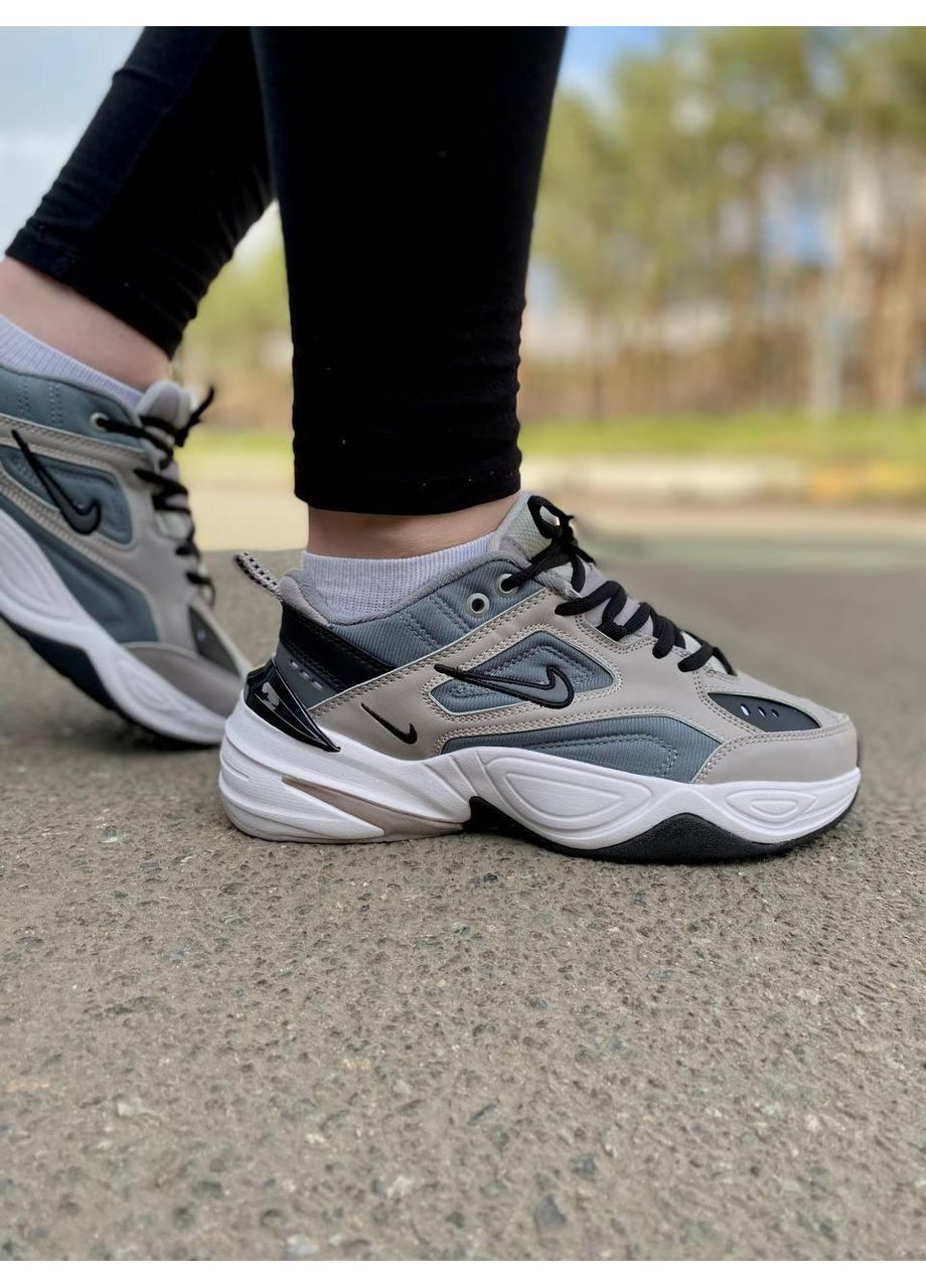 Серые демисезонные кроссовки мужские nike m2k tekno grey white black найк м2к текно No Brand
