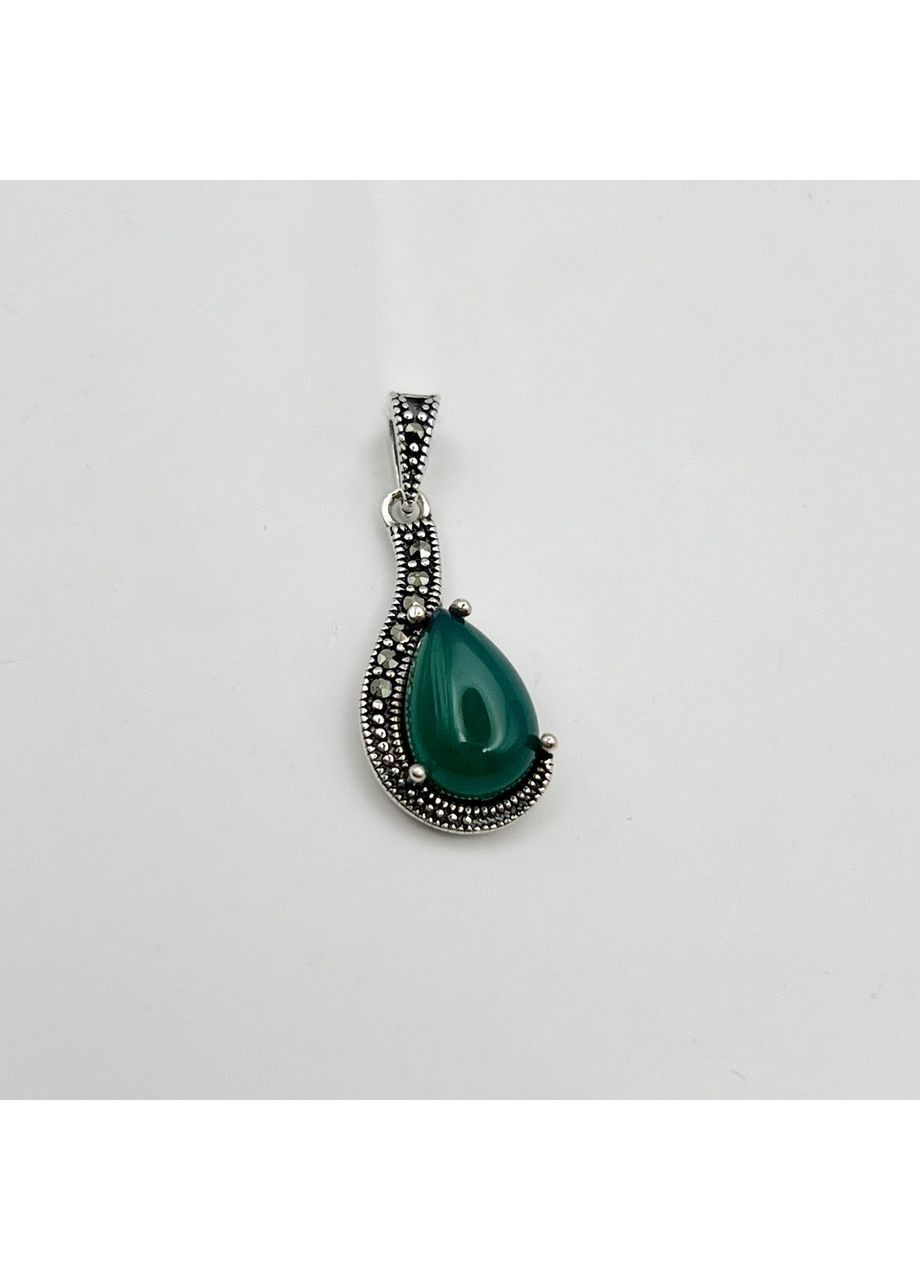 Кулон серебряный с хризопразом и марказитом 2,65 г No Brand (369737456)