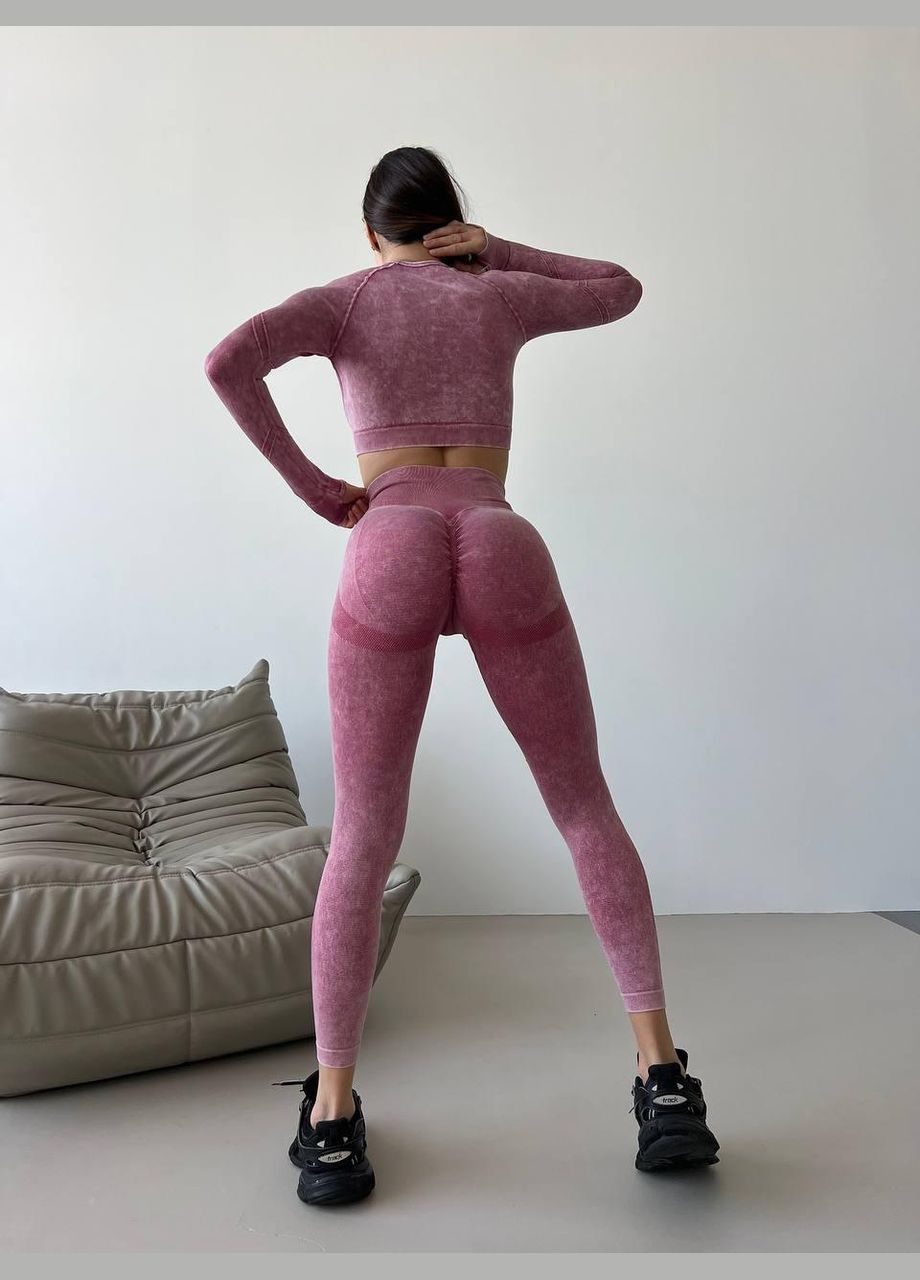 Спортивний костюм двійка (рашгард та легінси) з пуш-ап ефектом малинового кольору, розмір XS Trends (330756974)