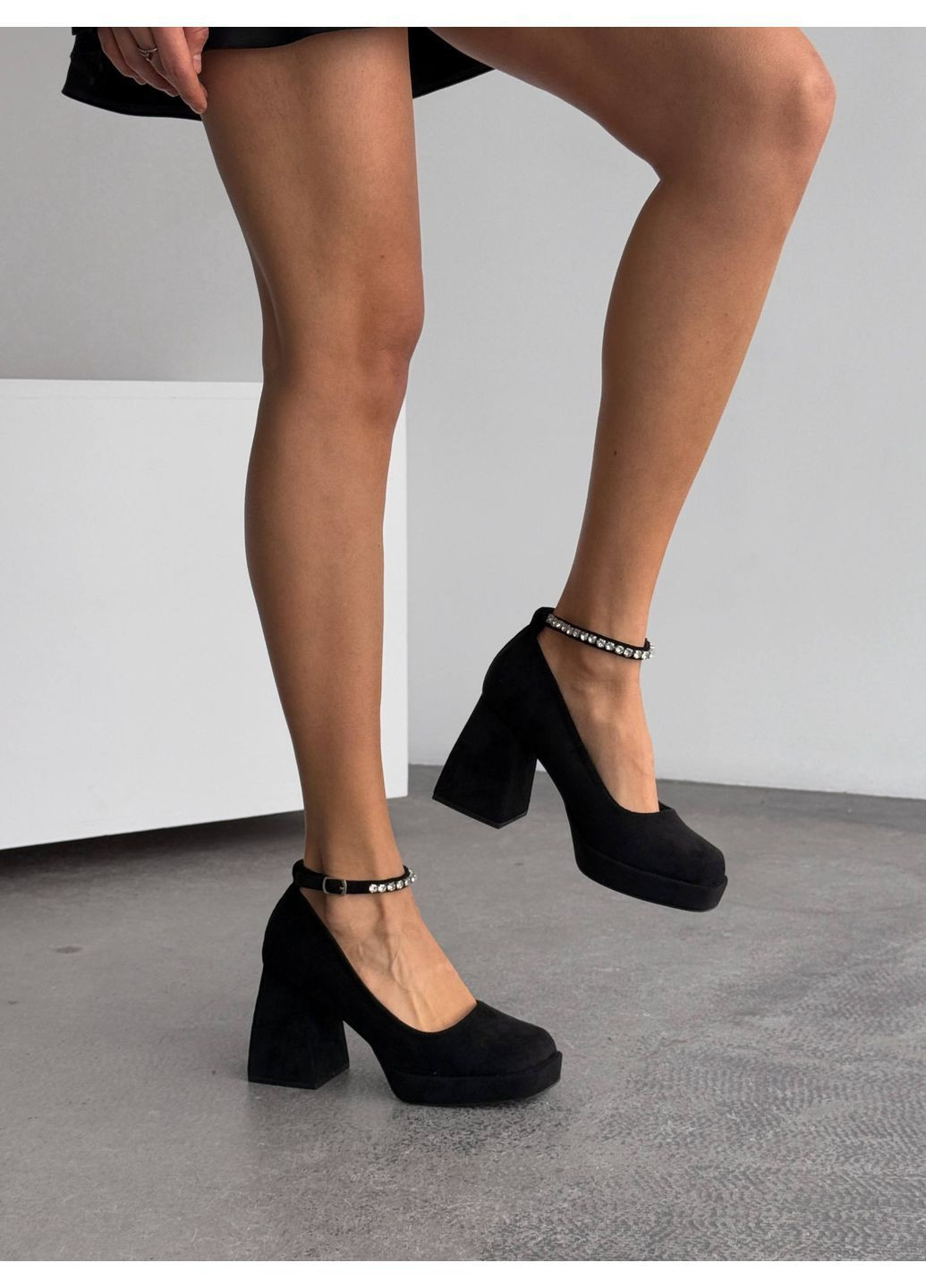 No Brand Черные туфли на каблуке черный з искусственная замша, — всесезон (373189835)