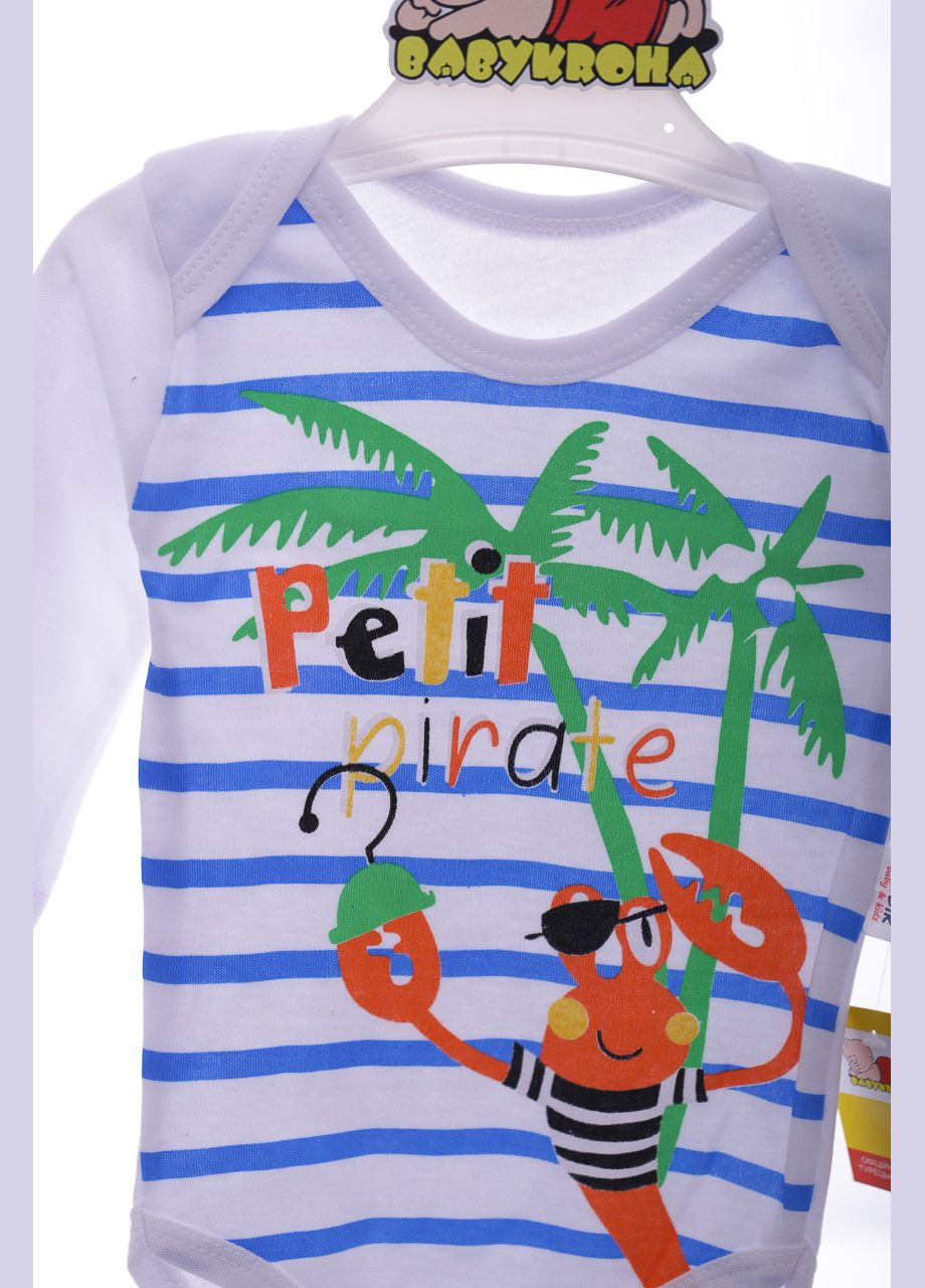 Боди с длинным рукавом для мальчика Тропик белое хлопок 68 см (41533) findik (296193163)