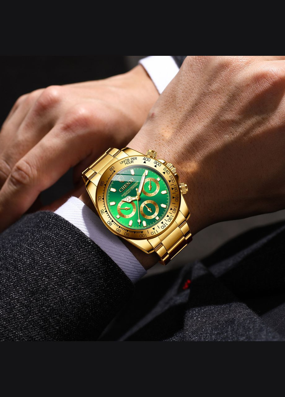 Годинник Chenxi чоловічий на руку з безелем Золото з зеленим циферблатом ( код: IBW910YG ) Xinchenxing (331902230)