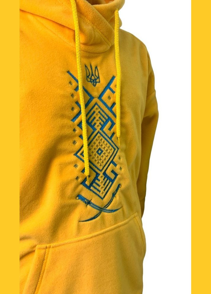 Худі унісекс Кен фліс жовтий з вишивкою Орнамент 4PROFI (306621813)